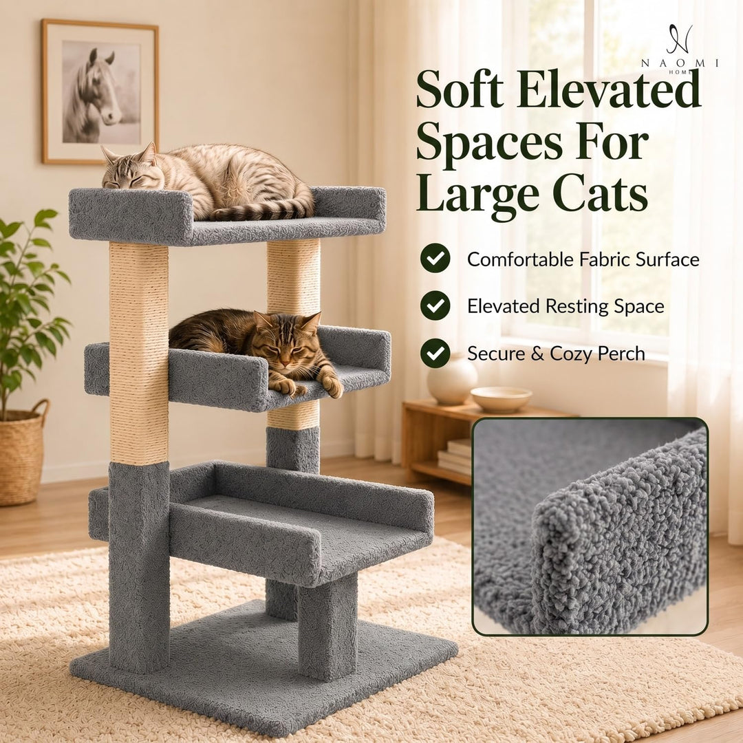 Nala Large Cat Tree with Sisal Scratching Posts – Gray