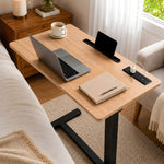 Load image into Gallery viewer, Adjustable Overbed Table with Charging Station - Natural / Black
