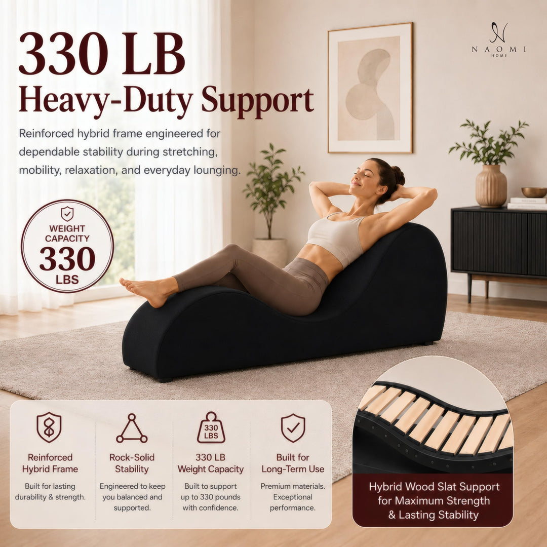 Leticia Ergonomic Yoga Chaise Lounge for Deep Stretching - Black