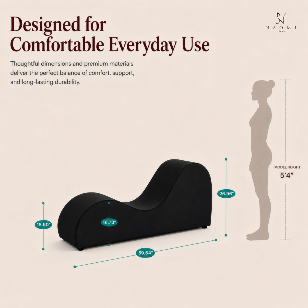 Leticia Ergonomic Yoga Chaise Lounge for Deep Stretching - Black