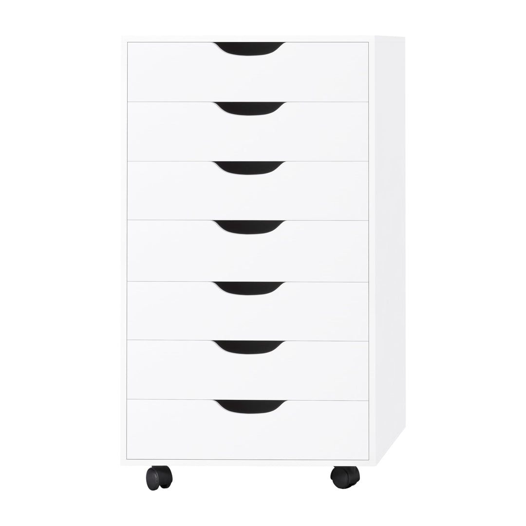 Debbie 7-Drawer Storage Cabinet with Wheels & Tabletop - White