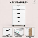 Load image into Gallery viewer, Taylor 5-Drawer Storage Cabinet with Wheels &amp; Tabletop - White
