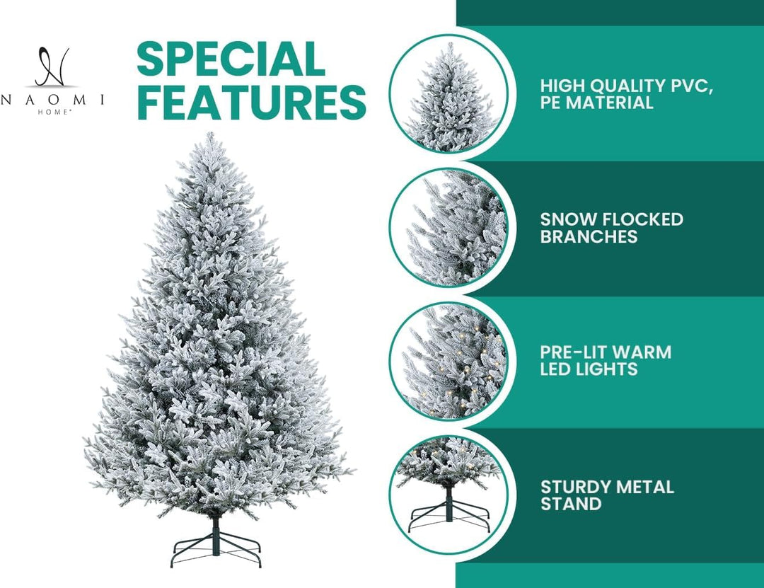 Ginebra Snow Flocked Pre-Lit Christmas Tree - 6.5 ft