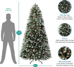 Load image into Gallery viewer, Vancouver Spruce Frosted Pre-Lit Christmas Tree with Pine Cones Berries - 7.5 ft
