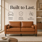 Load image into Gallery viewer, Marisa Genuine Leather Mid-Century Sofa with Bolster Pillows
