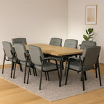 Load image into Gallery viewer, Mindy Reception Chair - Faux Leather Upholstery with Padded Arms - Gray / Set of 8
