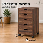 Load image into Gallery viewer, Taylor 5-Drawer Storage Cabinet with Wheels &amp; Tabletop - Brown Oak
