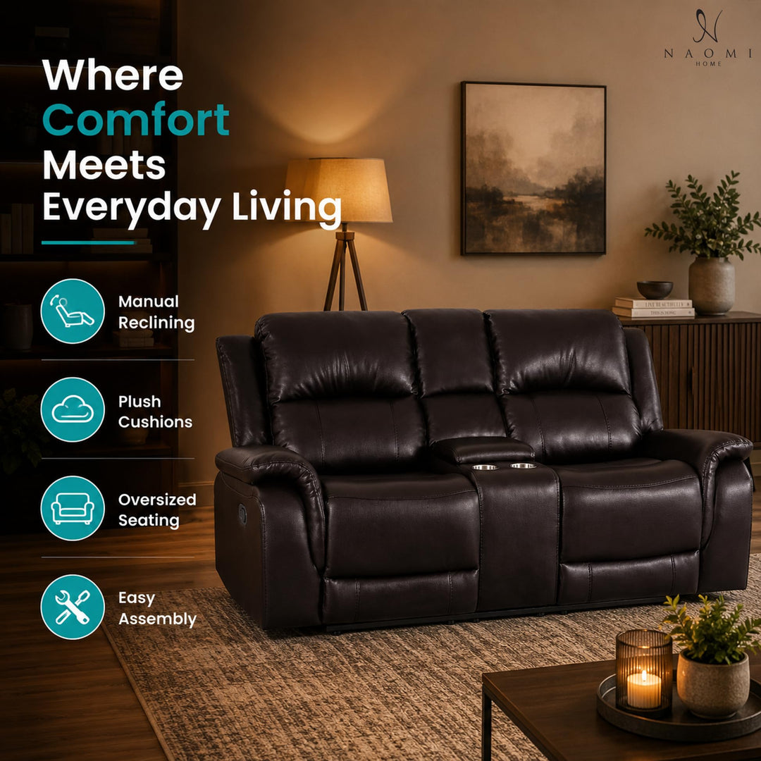 Katie Faux Leather 2-Seater Manual Recliner Loveseat - Espresso