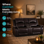 Load image into Gallery viewer, Katie Faux Leather 2-Seater Manual Recliner Loveseat - Espresso
