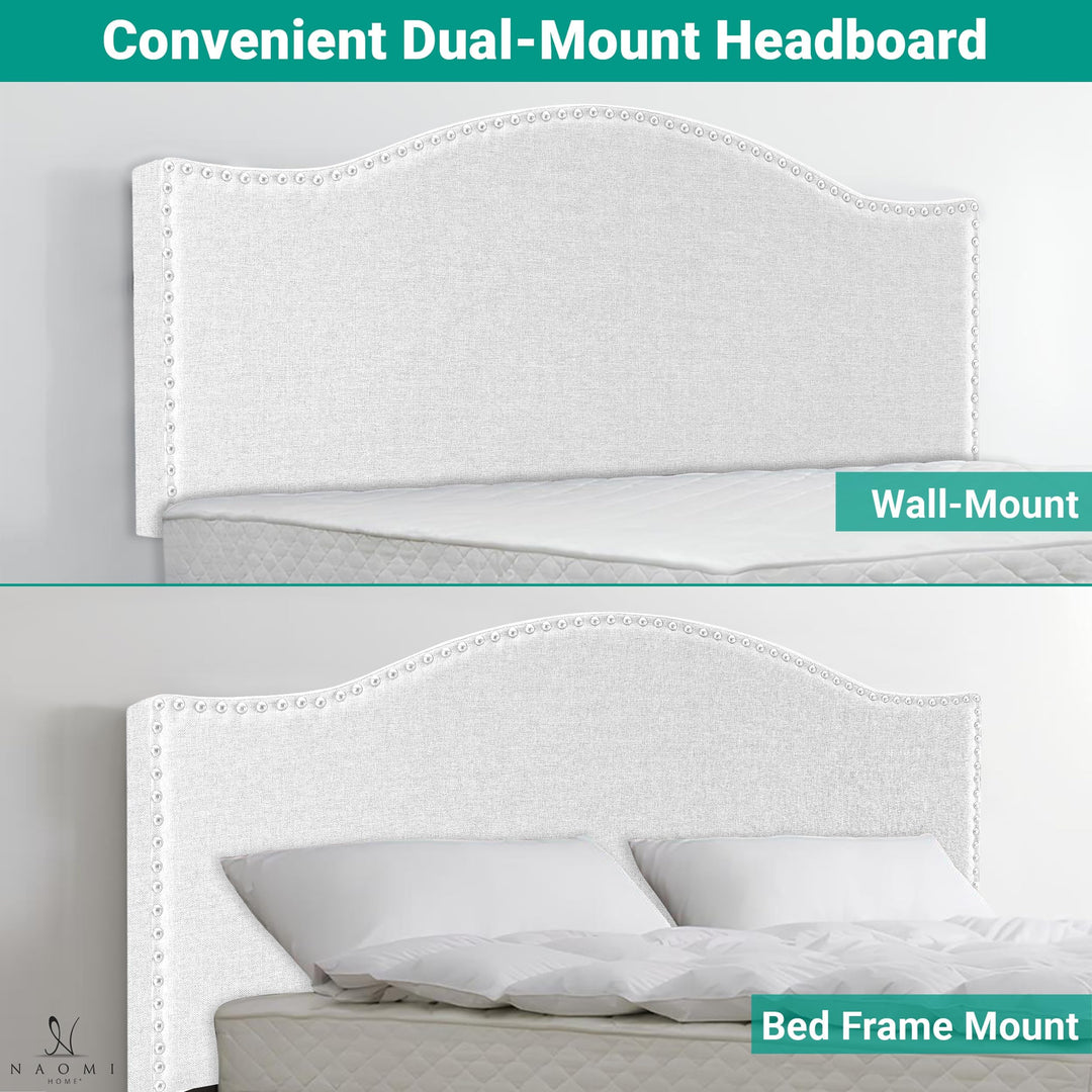 Catalina Upholstered Nailhead Headboard for Full Queen - White