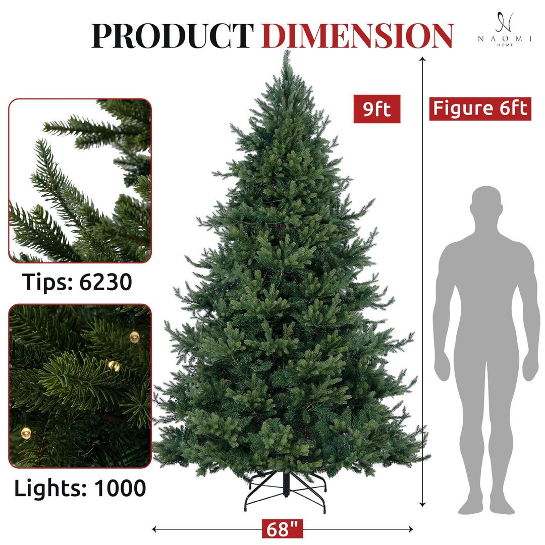 Kinsley Pre-Lit Artificial Christmas Tree with Lights - 9 ft