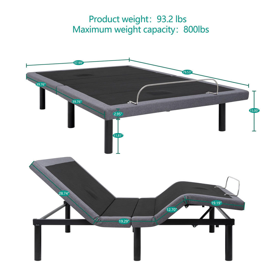 Idealbase Adjustable Bed Base with Massage & USB - Twin XL