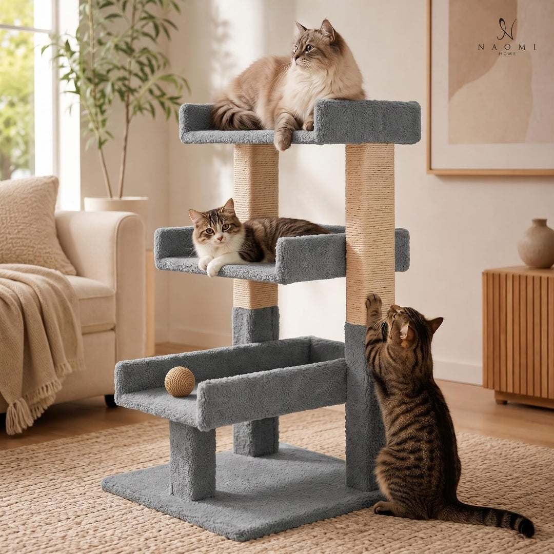Nala Large Cat Tree with Sisal Scratching Posts – Gray