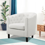 Load image into Gallery viewer, Emma Set of 2 Button-Tufted Faux Leather Barrel Chairs - White
