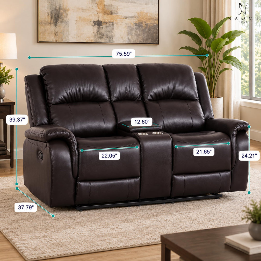 Katie Faux Leather 2-Seater Manual Recliner Loveseat - Espresso