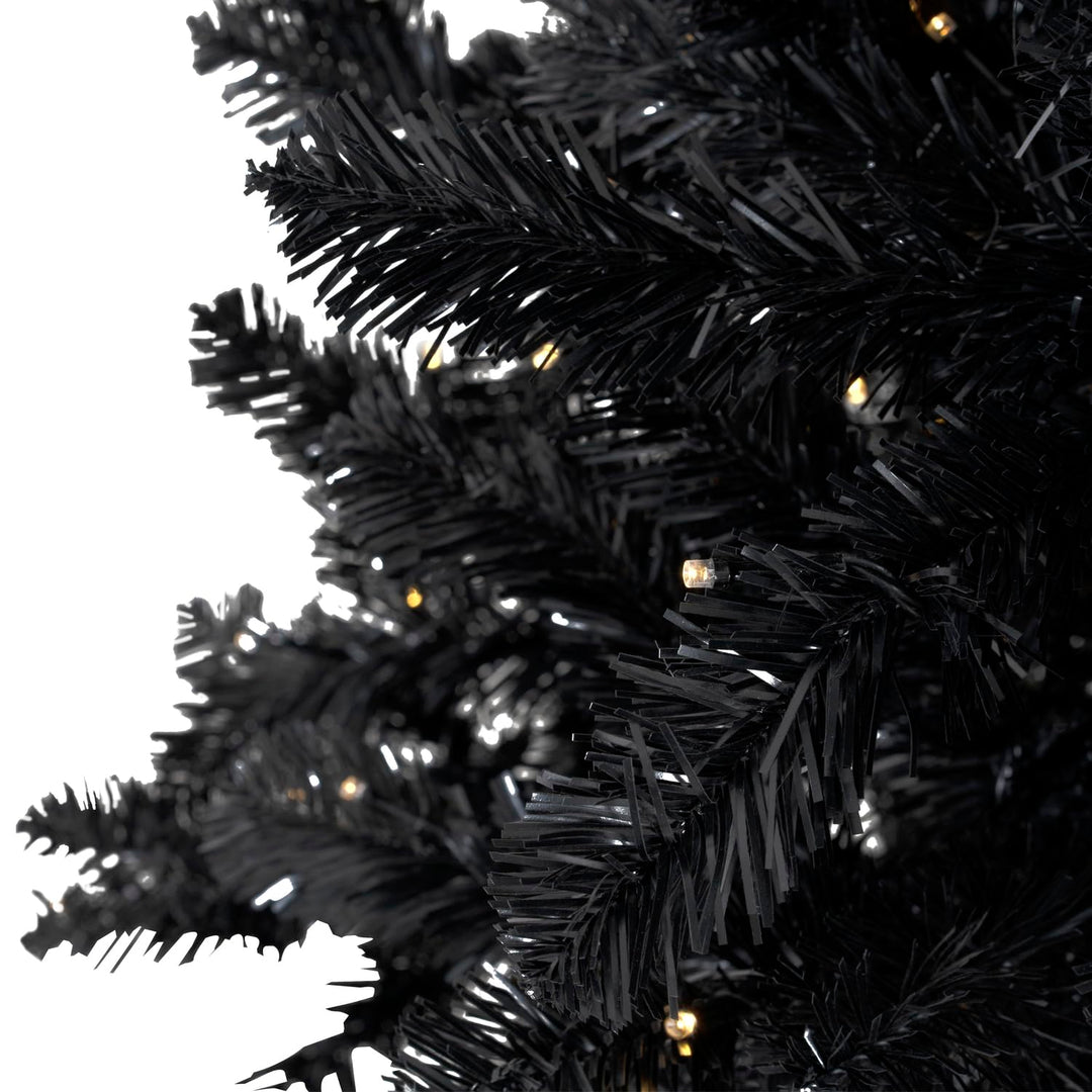Dakota Black Pre-Lit Christmas Tree with Warm Lights - 6.5 ft
