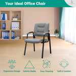 Load image into Gallery viewer, Mindy Reception Chair - Faux Leather Upholstery with Padded Arms - Gray / Set of 2
