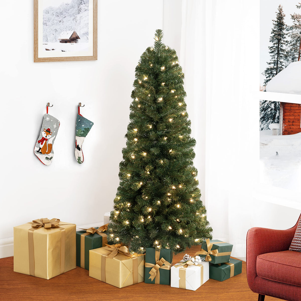 Vienna slim pre lit pencil christmas tree   4