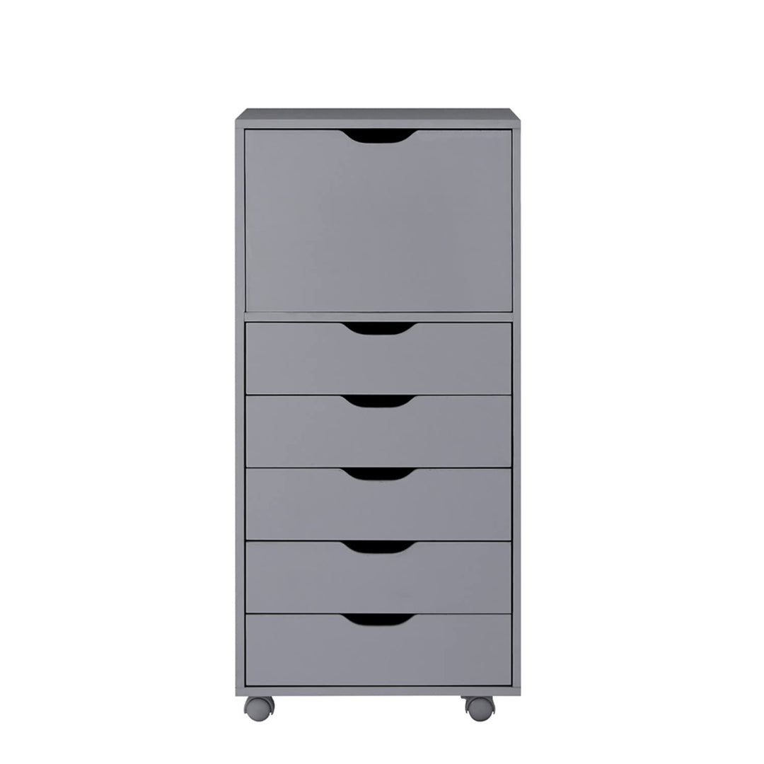 Carly 6-Drawer Storage Cabinet with Wheels - Gray
