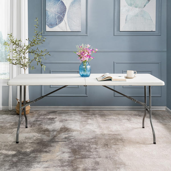 Rectangular Resin Folding Table with Carry Handle - 5 ft