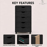 Load image into Gallery viewer, Taylor 5-Drawer Storage Cabinet with Wheels &amp; Tabletop - Distressed Black
