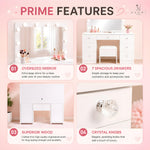 Load image into Gallery viewer, Vera 7-Drawer Makeup Vanity with LED Mirror – White
