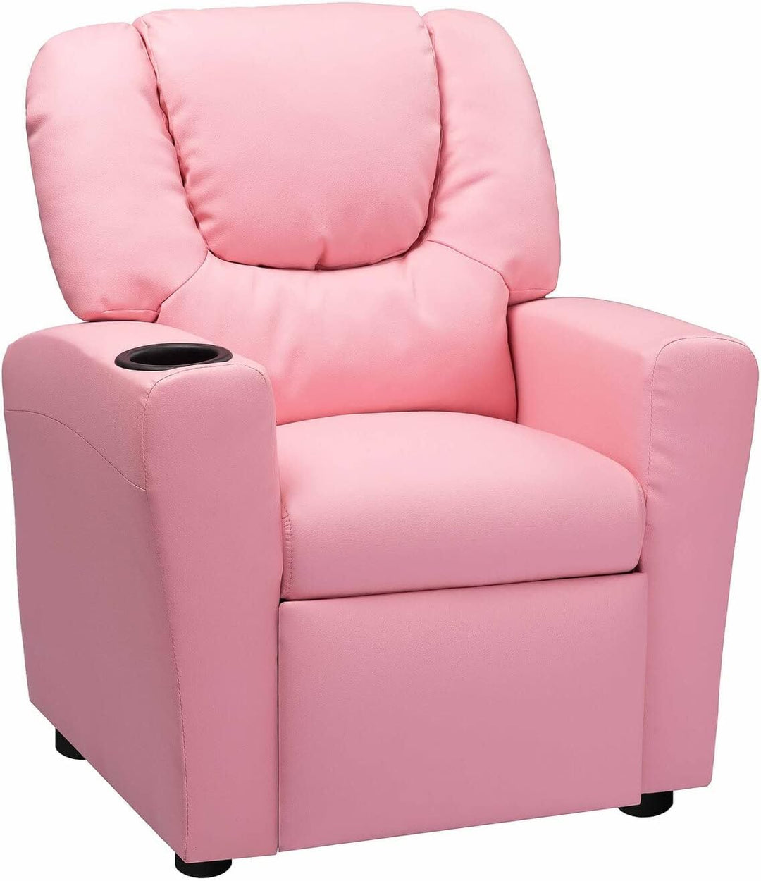 Suri Push Back Kids Recliner with Footrest & Cup Holders - Pink / Pvc