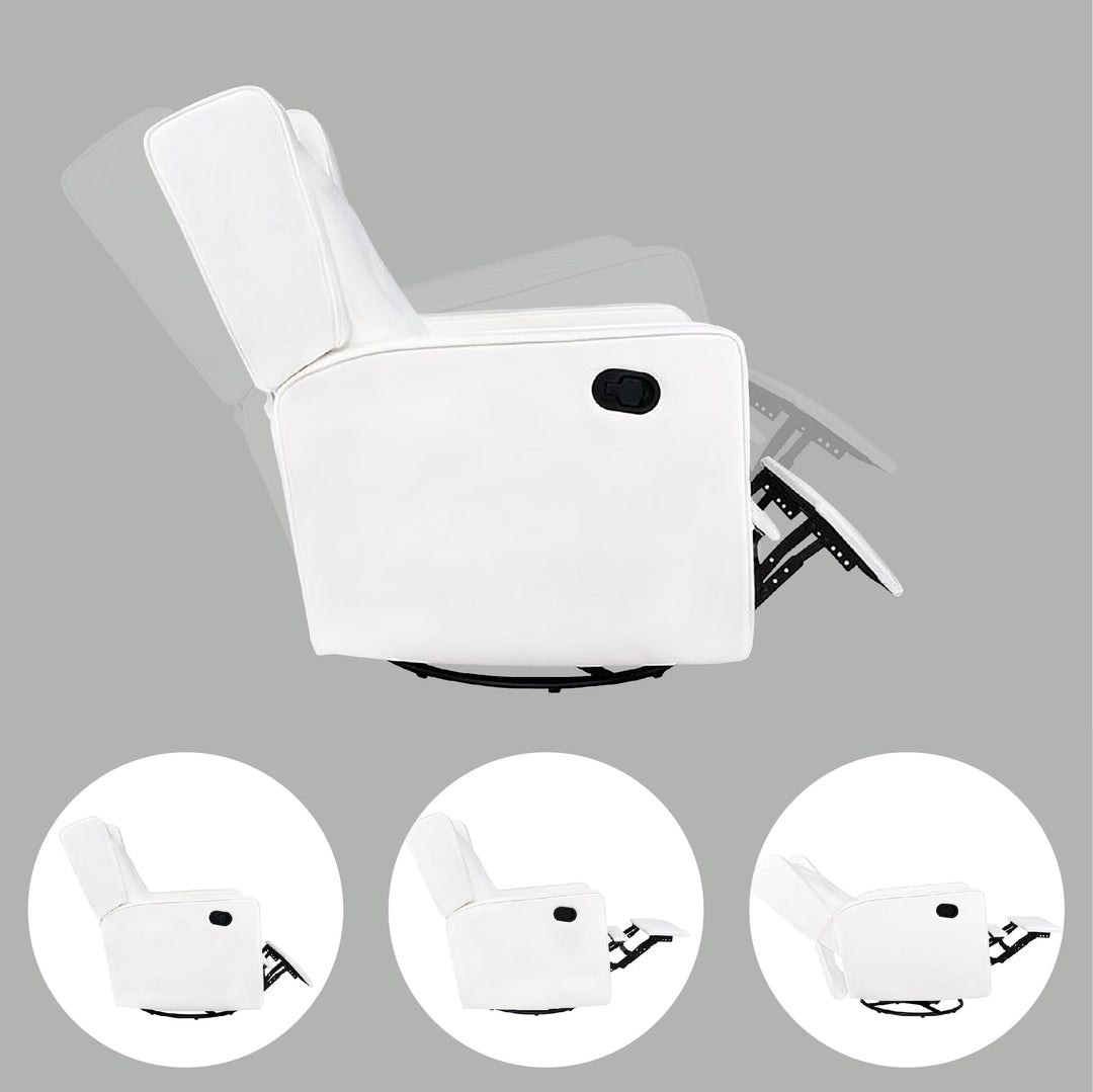 Odelia Swivel Rocker Recliner with Adjustable Footrest - Bright White