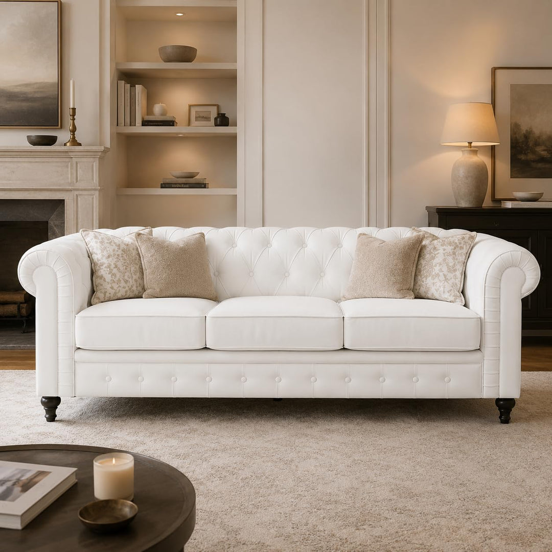 Emery Chesterfield Faux Leather Sofa