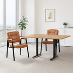 Load image into Gallery viewer, Mindy Reception Chair - Faux Leather Upholstery with Padded Arms - Caramel / Set of 2
