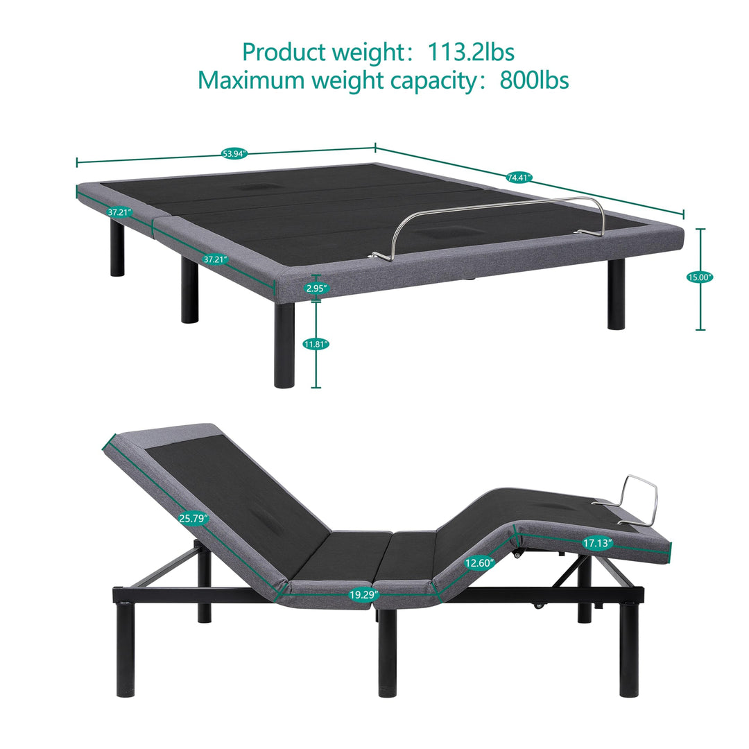Idealbase Adjustable Bed Base with Massage & USB - Full