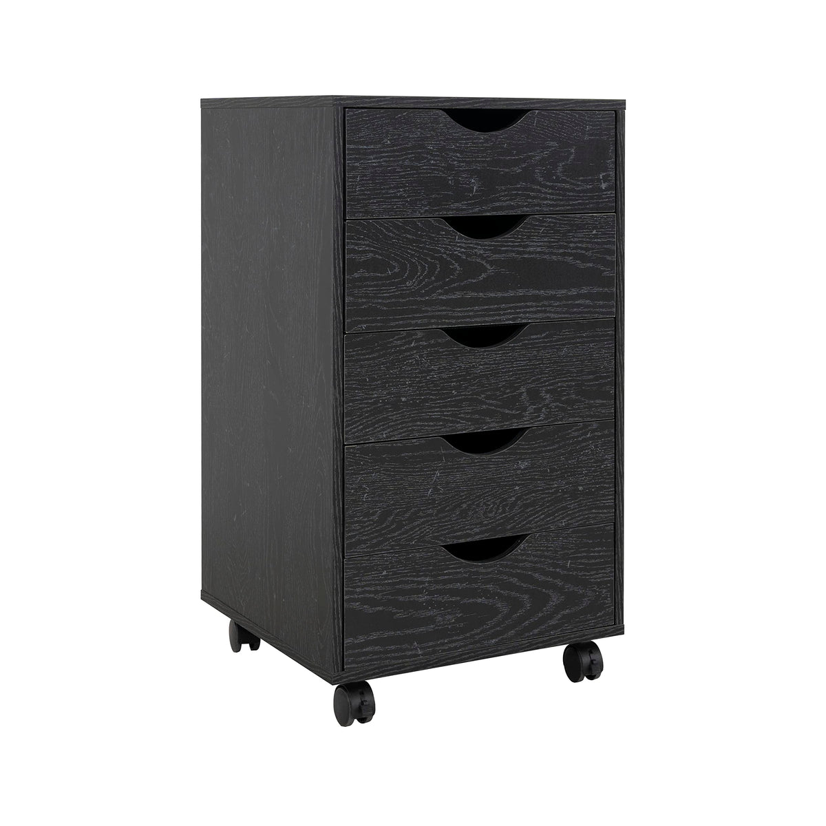 Taylor 5 drawer storage cabinet with wheels & tabletop   distressed black