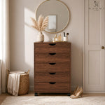 Load image into Gallery viewer, Taylor 5-Drawer Storage Cabinet with Wheels &amp; Tabletop - Brown Oak
