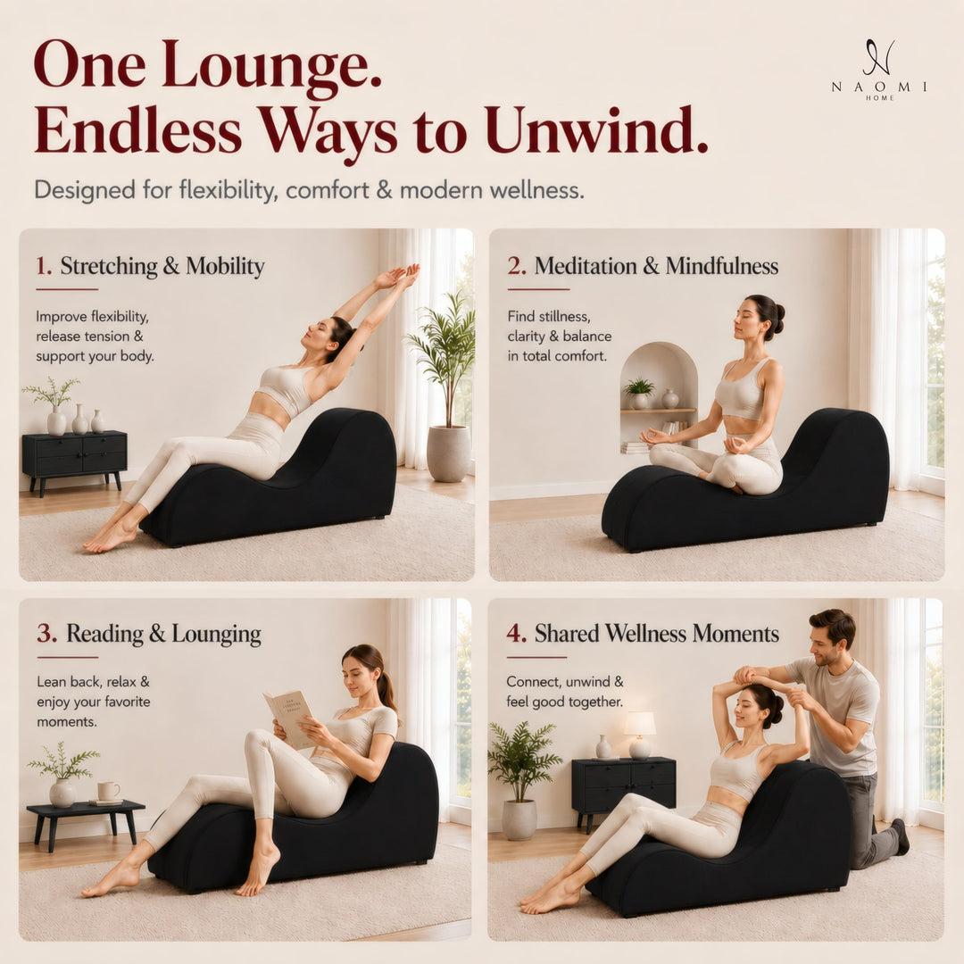 Leticia Ergonomic Yoga Chaise Lounge for Deep Stretching - Black