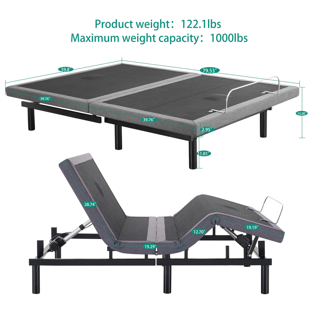 Idealbase Adjustable Bed Base with Massage & USB - Queen