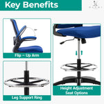 Load image into Gallery viewer, Serena Mesh Drafting Chair with Adjustable Foot Ring - Blue
