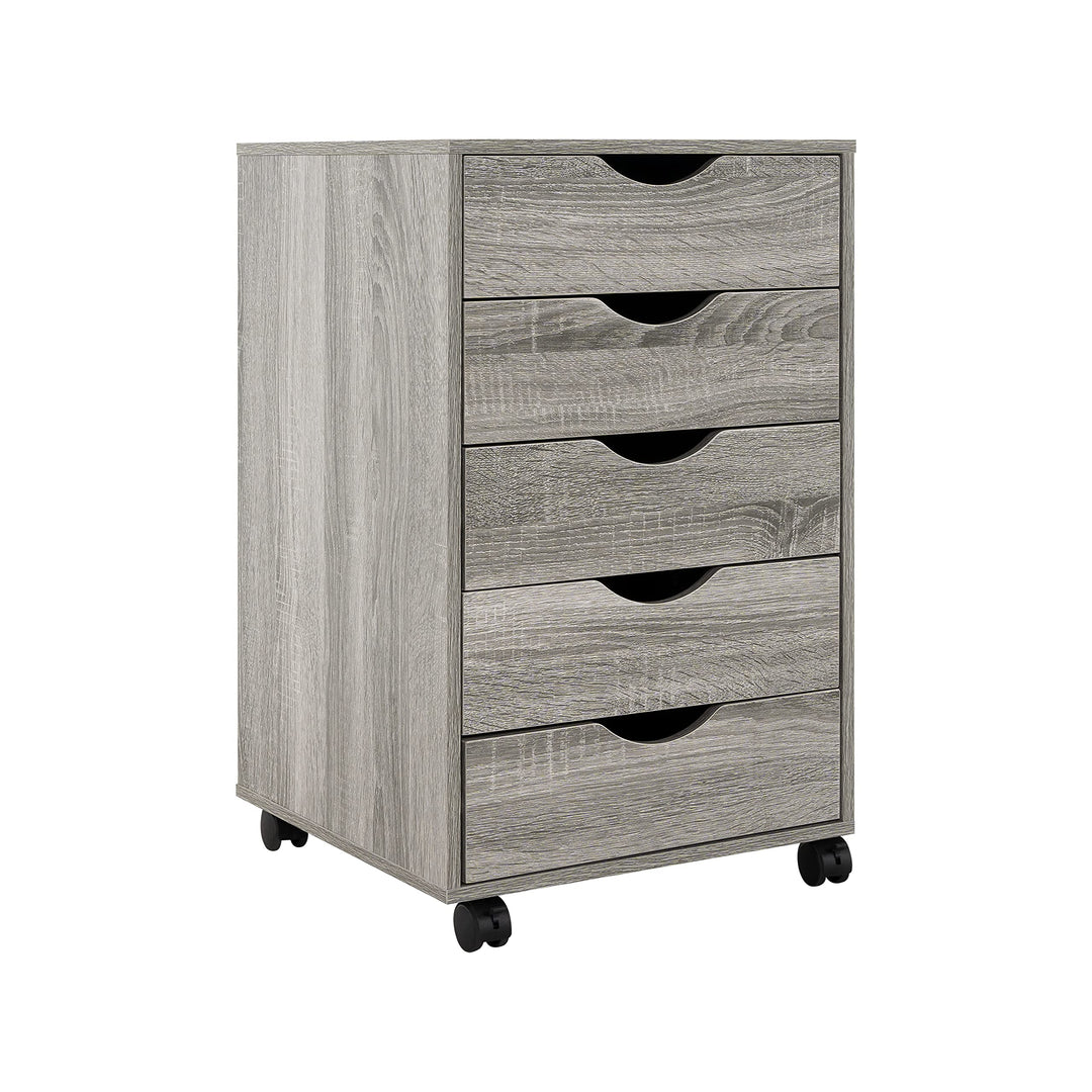 Taylor 5-Drawer Storage Cabinet with Wheels & Tabletop - Gray Oak
