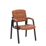 Load image into Gallery viewer, Mindy Reception Chair - Faux Leather Upholstery with Padded Arms - Caramel / Set of 2
