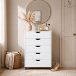 Load image into Gallery viewer, Taylor 5-Drawer Storage Cabinet with Wheels &amp; Tabletop - White
