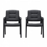 Load image into Gallery viewer, Mindy Reception Chair - Faux Leather Upholstery with Padded Arms - Black / Set of 2
