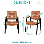 Load image into Gallery viewer, Mindy Reception Chair - Faux Leather Upholstery with Padded Arms - Caramel / Set of 2
