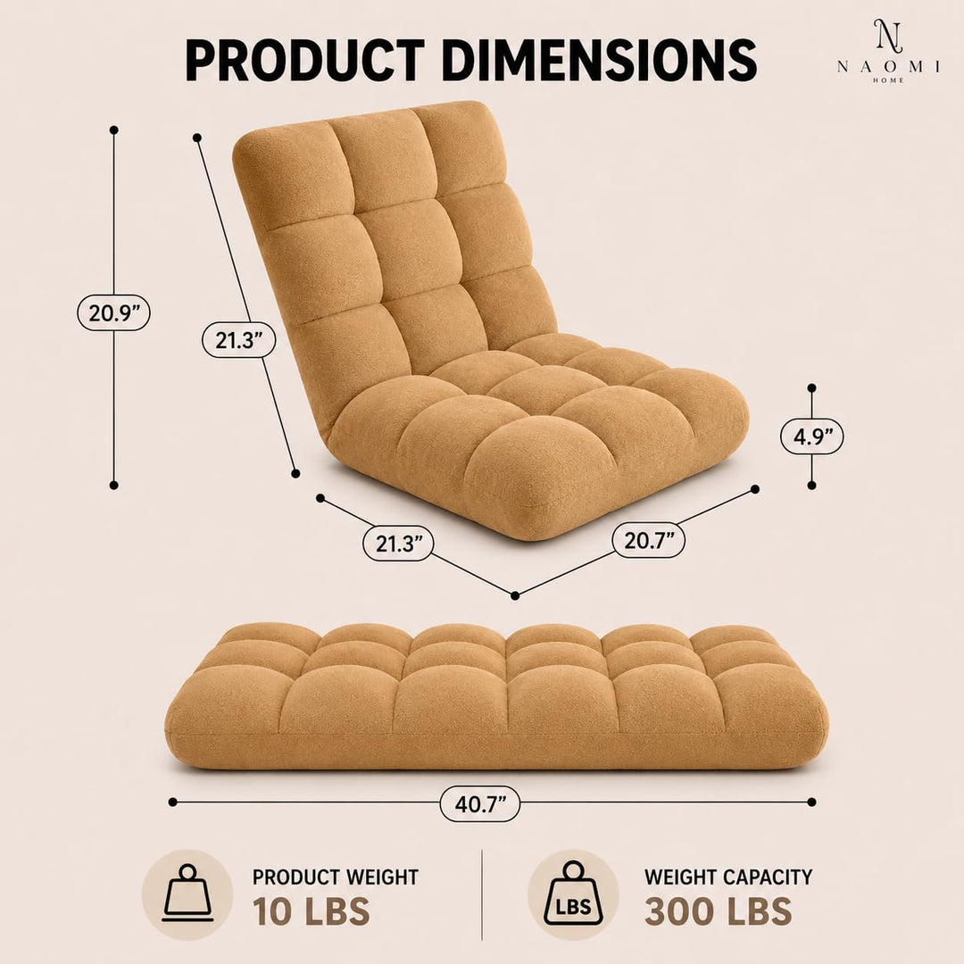 Desmond Adjustable Floor Chair with 14 Reclining Positions - Tan