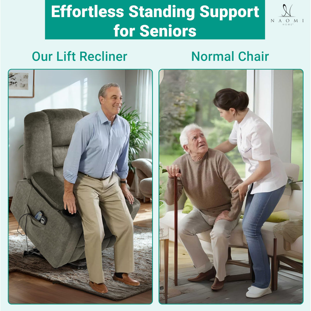 Doris Power Lift Recliner with Massage & Heat - Gray