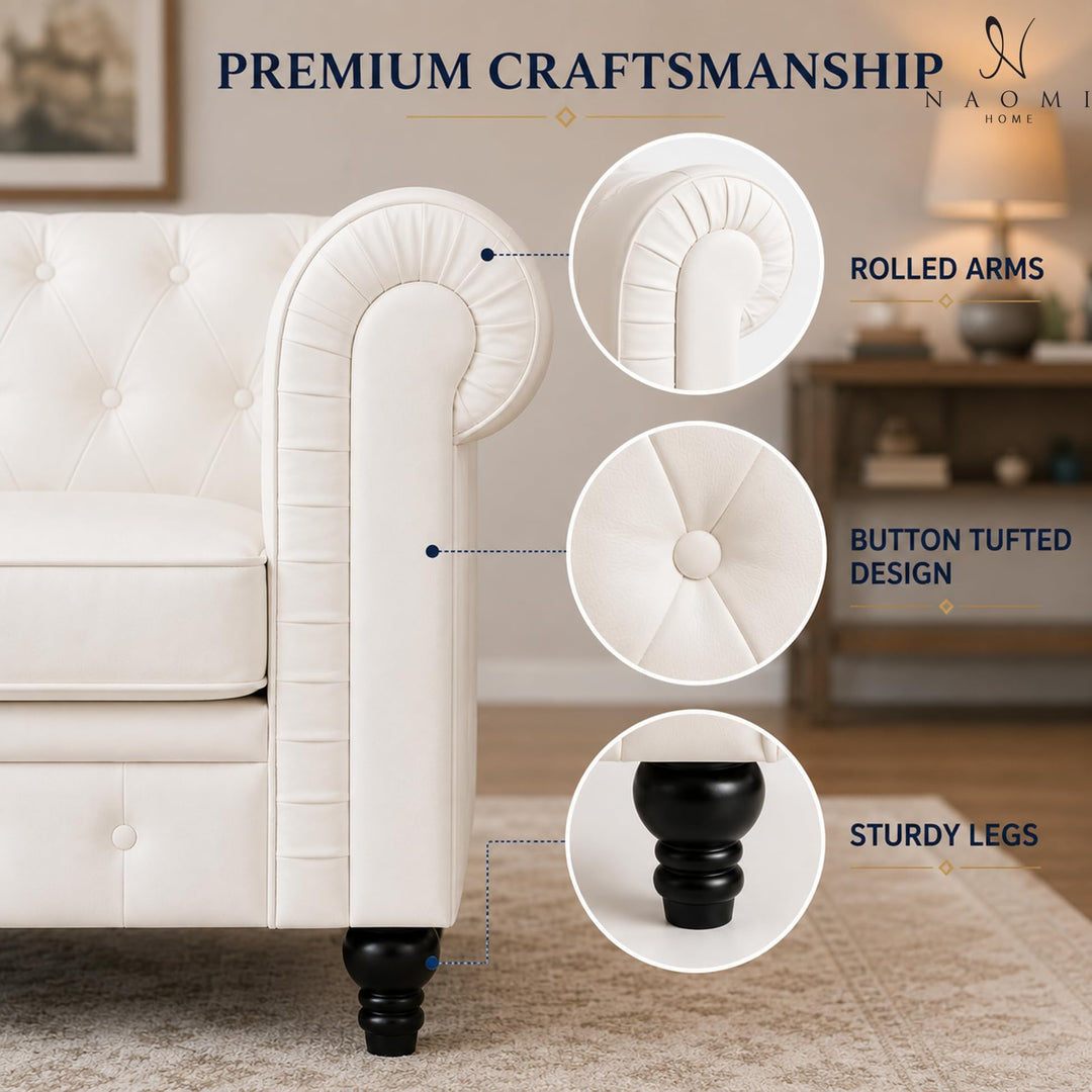 Emery Chesterfield Faux Leather Accent Chair