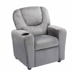 Load image into Gallery viewer, Suri Push Back Kids Recliner with Footrest &amp; Cup Holders - Gray / Microfiber
