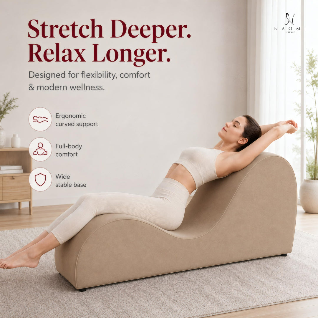 Leticia Ergonomic Yoga Chaise Lounge for Deep Stretching - Mocha