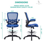Load image into Gallery viewer, Serena Mesh Drafting Chair with Adjustable Foot Ring - Blue
