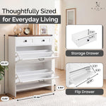 Load image into Gallery viewer, Berenice Farmhouse Shoe Cabinet with 2 Flip Drawers - White
