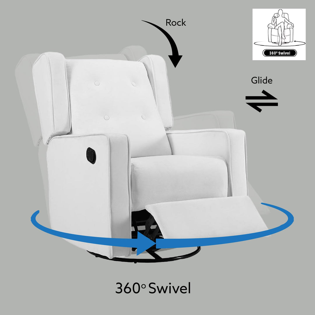 Odelia Swivel Rocker Recliner with Adjustable Footrest - Bright White