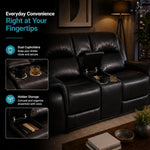 Load image into Gallery viewer, Katie Faux Leather 2-Seater Manual Recliner Loveseat - Black
